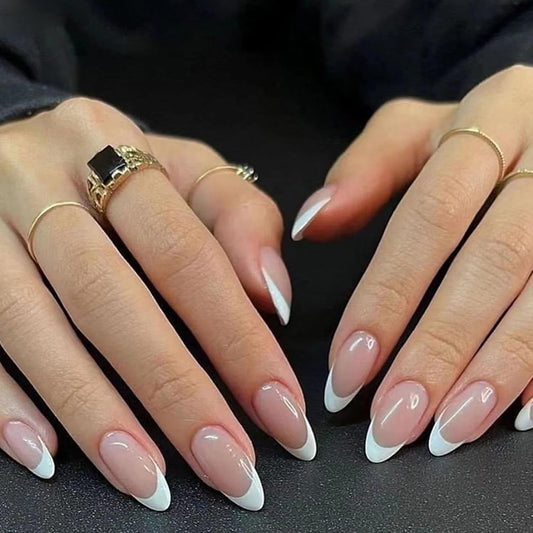 Press on Nails Short round Fake Nails with Blue Flower Green Leaves Designs Glue on Nails Milky Full Cover Nails Press Ons Glossy False Nails Artificial Stick on Nails for Women 24 Pcs